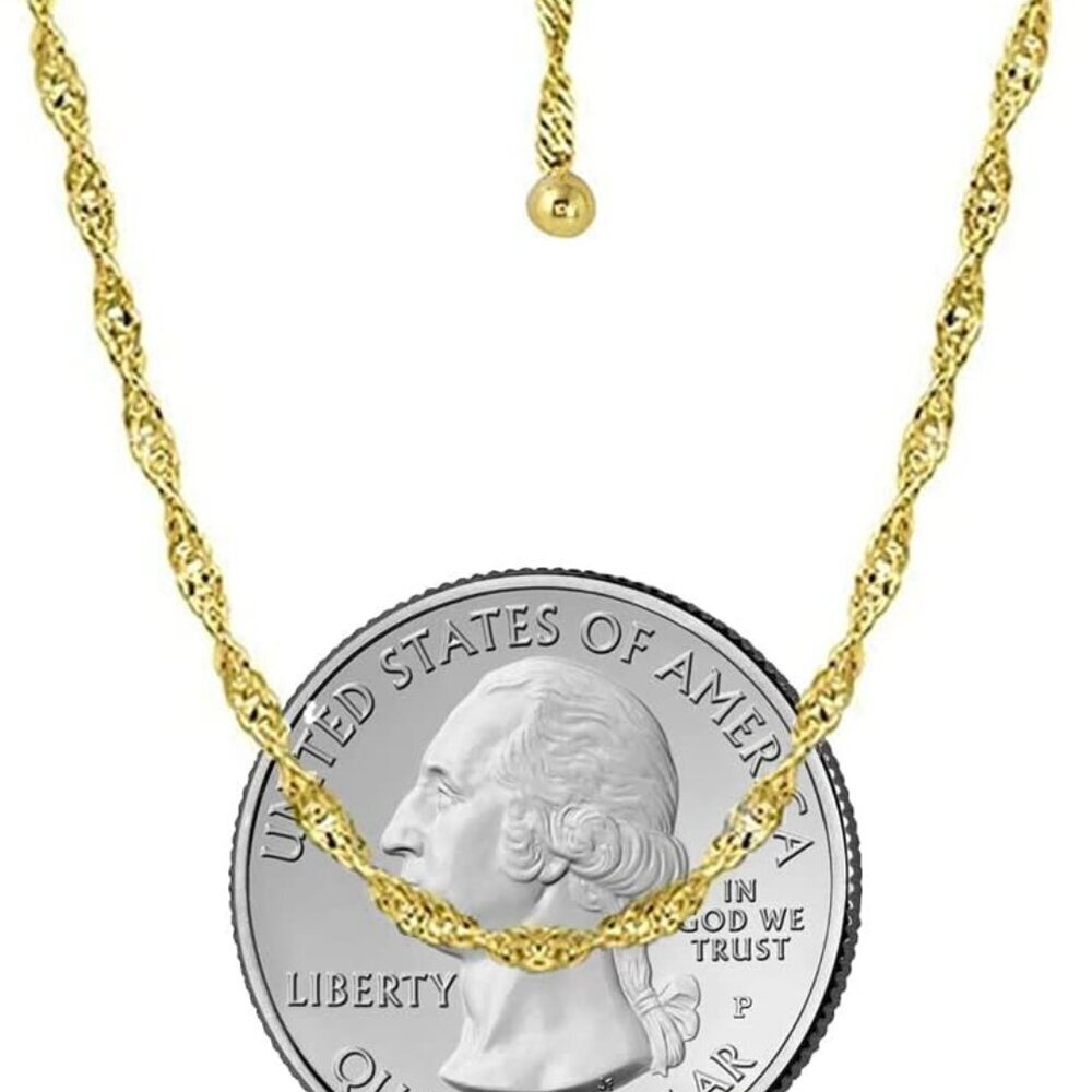 Sterling Silver Singapore Twist Chain Necklace Adjustable 14-24in Women - Picture 3 of 5